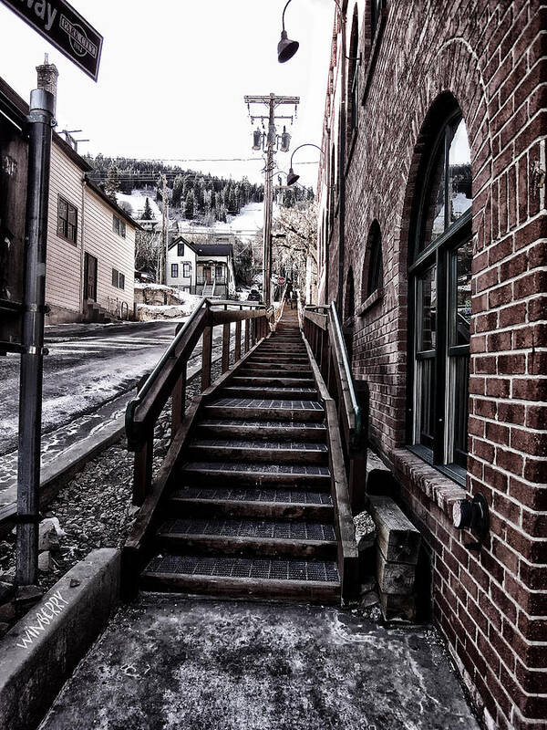 Park City Poster featuring the digital art Top Of The Stairs by Bob Winberry
