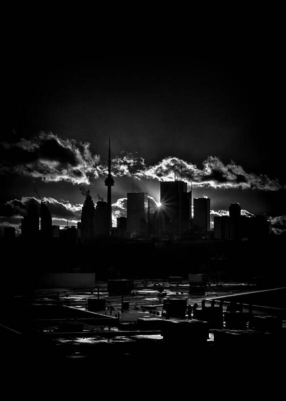 Toronto Poster featuring the photograph Toronto Canada Skyline At Sunset From The Pape St Bridge by Brian Carson