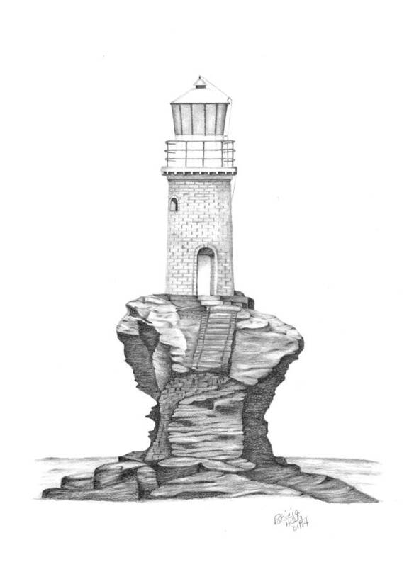 Lighthouse Poster featuring the drawing Tourlitis Lighthouse-Greece by Patricia Hiltz