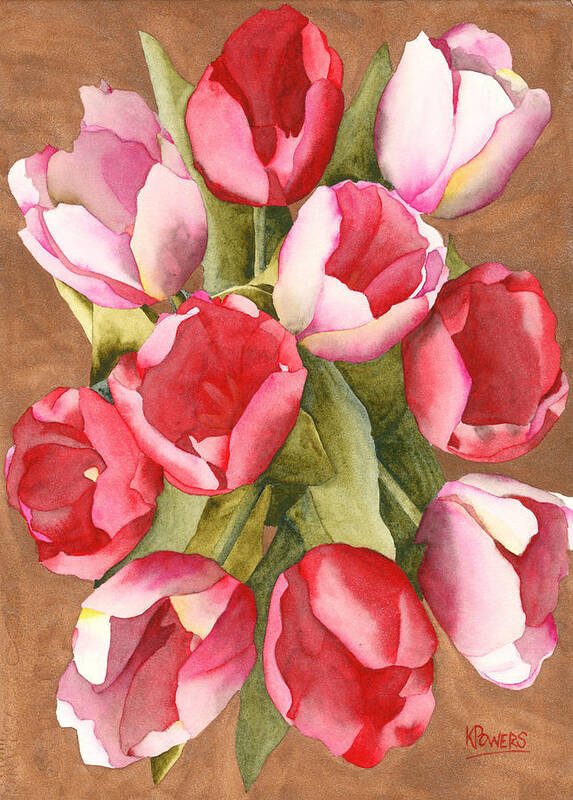 Watercolor Poster featuring the painting Tulip Bouquet by Ken Powers