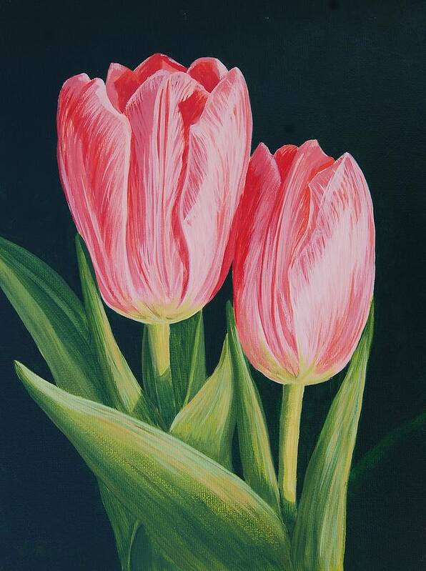 Flower Poster featuring the painting Tulips by Cheryl Fecht