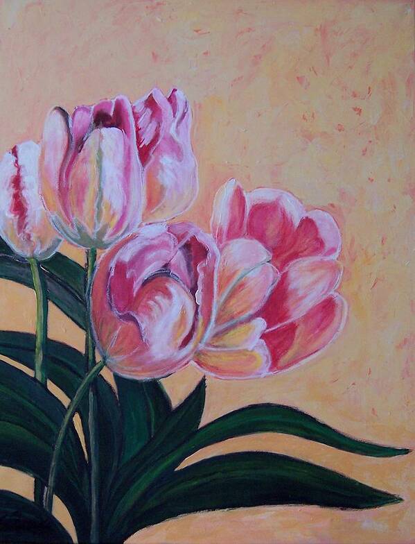 Tulips Poster featuring the painting Tulips by Krista Ouellette