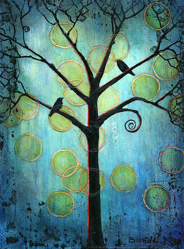 Tree Poster featuring the painting Twilight Tree Version 2 by Blenda Studio
