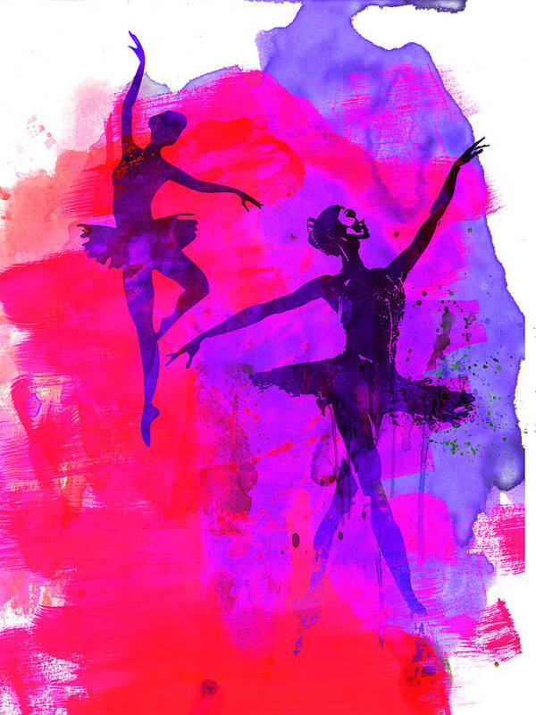 Ballet Poster featuring the painting Two Dancing Ballerinas 3 by Naxart Studio