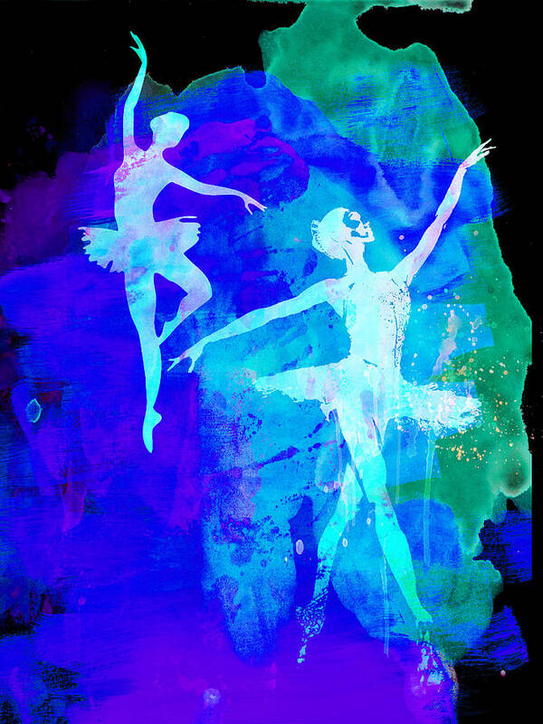 Ballet Poster featuring the painting Two Dancing Ballerinas by Naxart Studio