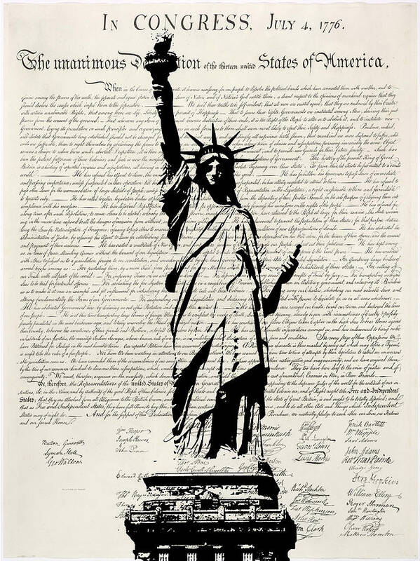 Fine Art Print Statue Of Liberty Poster featuring the digital art United We Stand by Patricia Lintner