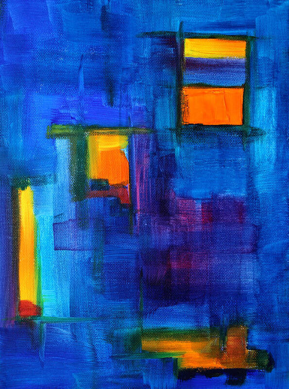 Blue Poster featuring the painting Urban Architecture Abstract by Nancy Merkle