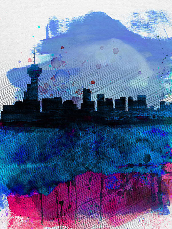 Vancouver Poster featuring the painting Vancouver Watercolor Skyline by Naxart Studio