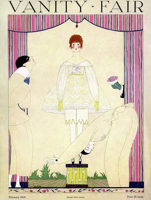 Illustration Poster featuring the photograph Vanity Fair Cover Featuring Three Men Wooing by Georges Lepape