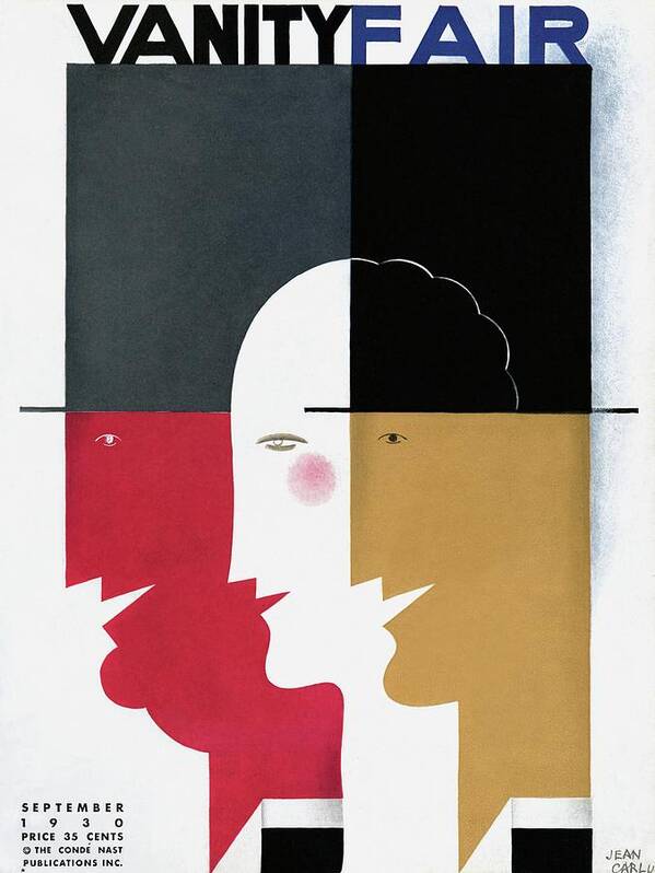 Illustration Poster featuring the photograph Vanity Fair Cover Featuring Three Profiles by Jean Carlu