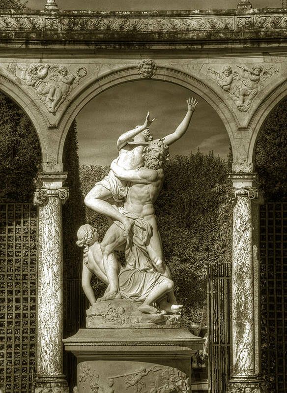 Versailles Sculpture Poster featuring the photograph Versailles Colonnade and Sculpture by Michael Kirk