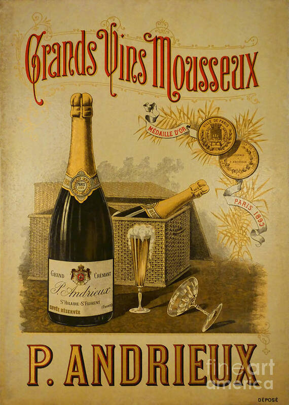 French Poster featuring the photograph Vintage French Poster Andrieux Wine by Olivier Le Queinec