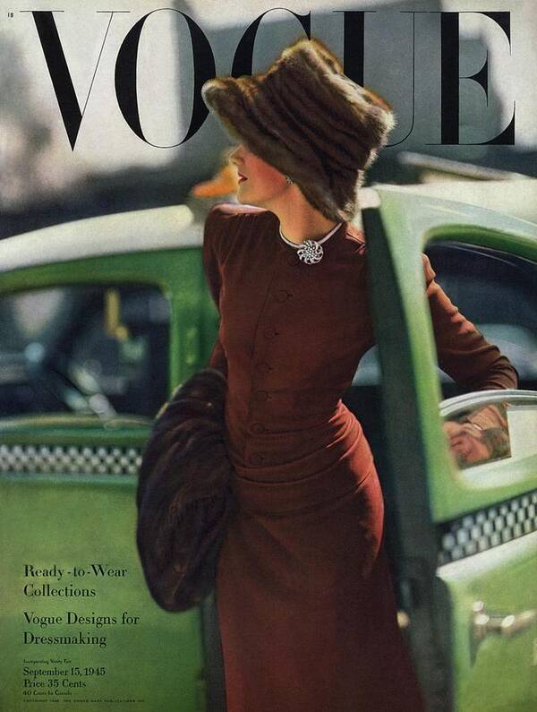 Auto Poster featuring the photograph Vogue Cover Featuring A Woman Getting by Constantin Joffe