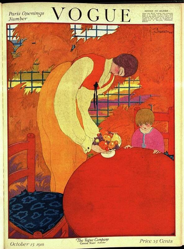Illustration Poster featuring the photograph Vogue Cover Illustration Of A Mother And Son by Georges Lepape