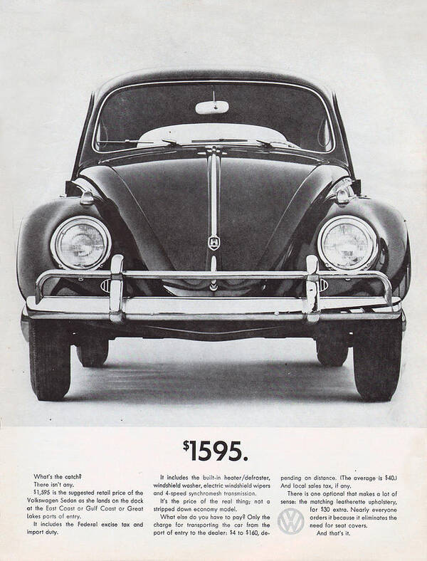 Vw Beetle Poster featuring the digital art Volkswagen Beetle by Georgia Clare