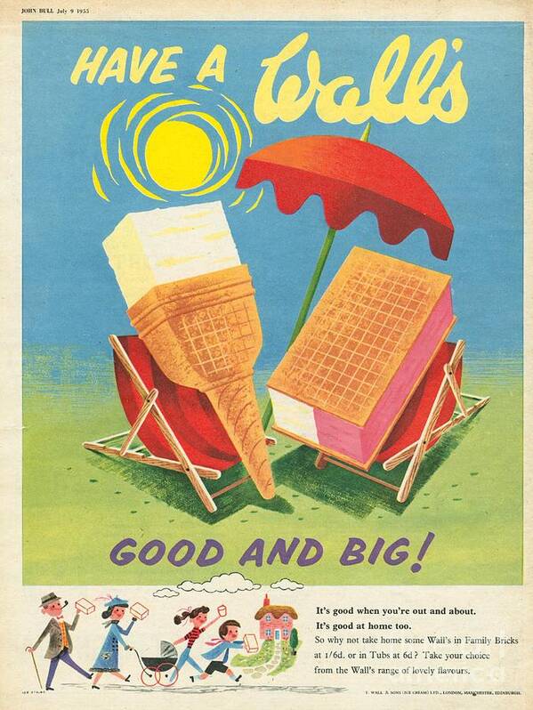 1950s Poster featuring the drawing Walls 1950s Uk Ice-cream by The Advertising Archives