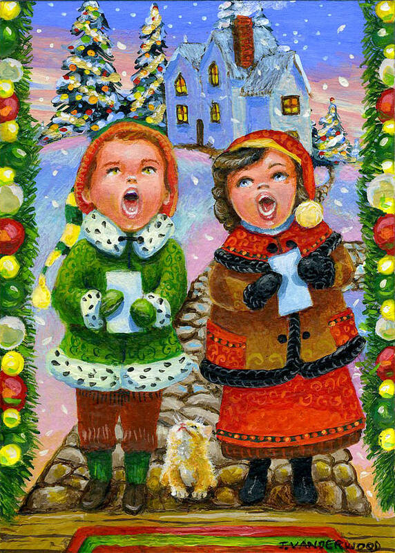 Kids Poster featuring the painting We Wish You a Merry Christmas... by Jacquelin L Westerman