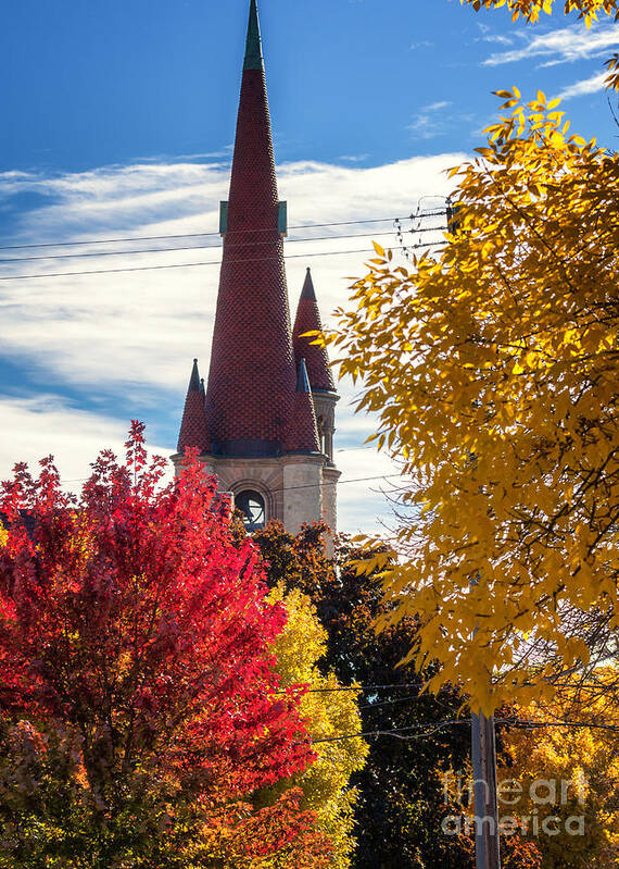 Church Steeple Poster featuring the photograph Wesley United Methodist Church Winona I by Kari Yearous