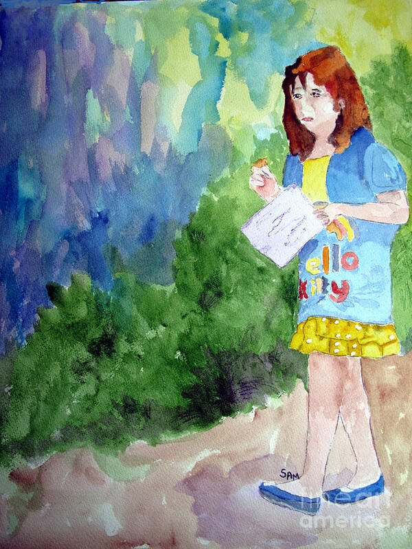 Girl Poster featuring the painting A Walk in the Woods by Sandy McIntire
