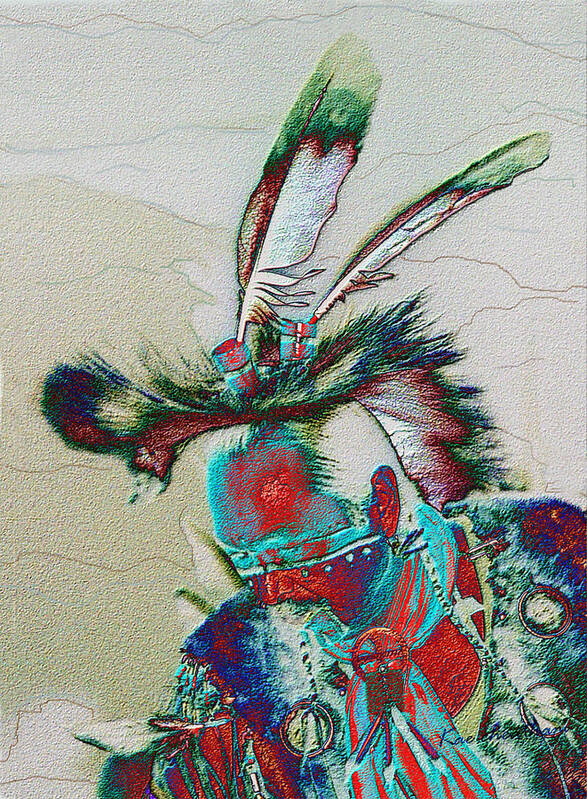 Powwow Dancer Poster featuring the digital art Whistle Blower by Kae Cheatham
