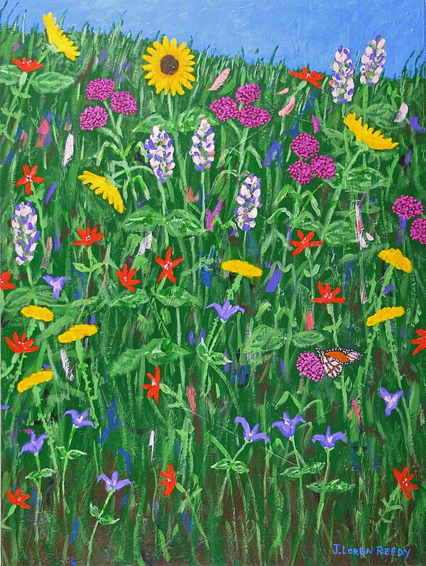 Wildflowers Painting Poster featuring the painting Wildflowers-vertical by J Loren Reedy