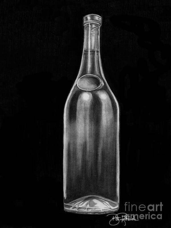 Charcoal Poster featuring the drawing Wine Bottle by Bill Richards