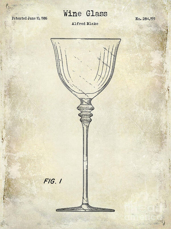 Wine Glass Patent Drawing Poster featuring the photograph Wine Glass Patent Drawing by Jon Neidert