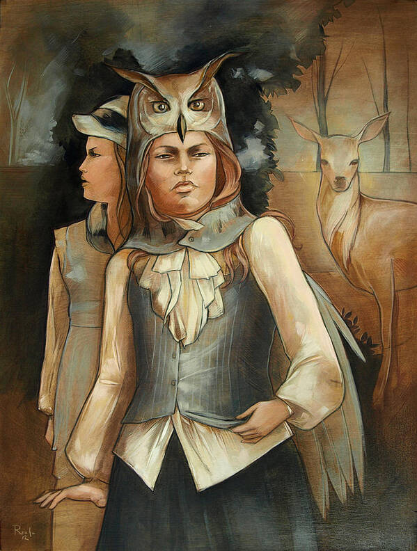 Owl Costume Poster featuring the painting Wisdom to Know by Jacqueline Hudson