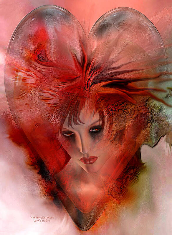 Fantasy Poster featuring the mixed media Within A Glass Heart by Carol Cavalaris