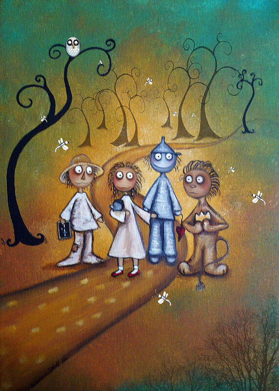 Wizard Of Oz Art Poster featuring the painting Wizard of Oz Art - Yellow Brick Road by Charlene Zatloukal