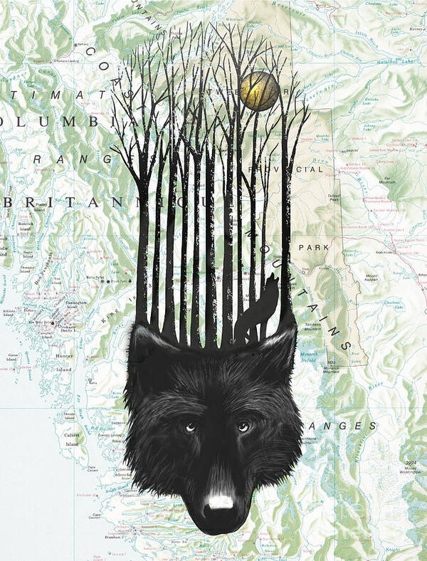 Wolf Poster featuring the digital art Wolf Barcode by Sassan Filsoof