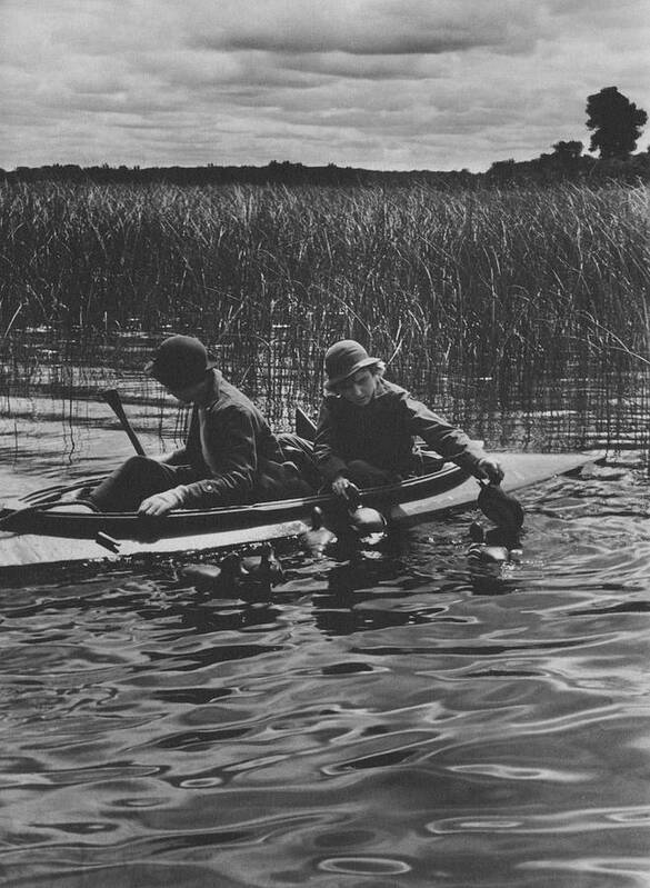 Exterior Poster featuring the photograph Women Duck Hunting In Chesapeake by Toni Frissell