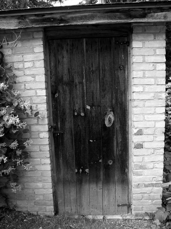Door Poster featuring the photograph Wooden Door in Black and White by Corinne Elizabeth Cowherd