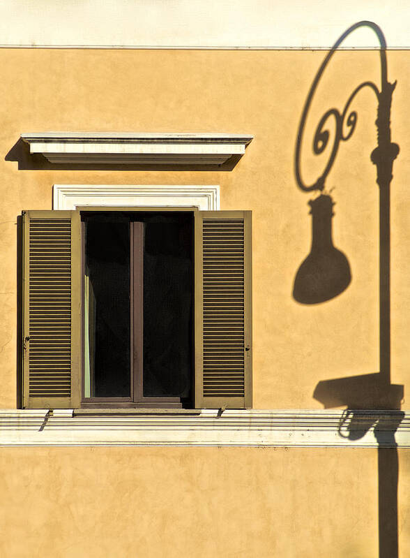 Light Post Poster featuring the photograph Wrought Iron Street Lamp Shadow of Ancient Rome by David Letts