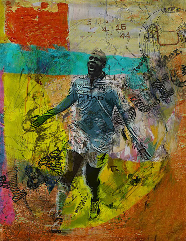 Yaya Toure Poster featuring the painting Yaya Toure - B by Corporate Art Task Force