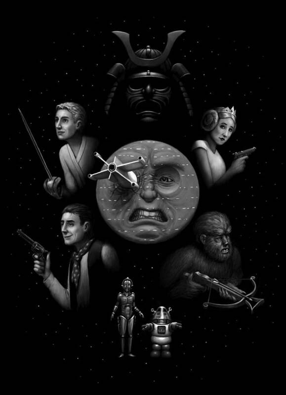 Space Poster featuring the digital art Ye Olde Space Movie by Ben Hartnett