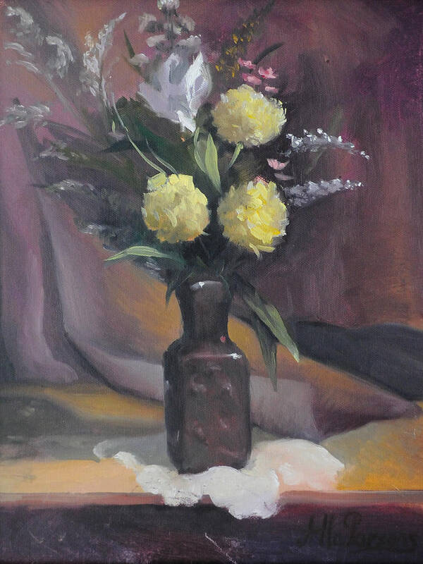 Flowers Poster featuring the painting Yellow Flowers by Alla Parsons