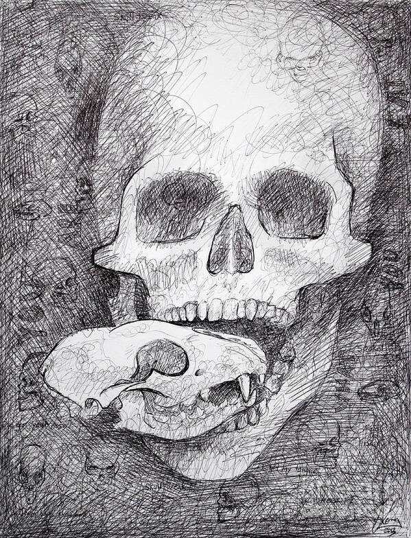 Skull Poster featuring the drawing You Are What You Eat skull drawing by Adam Long