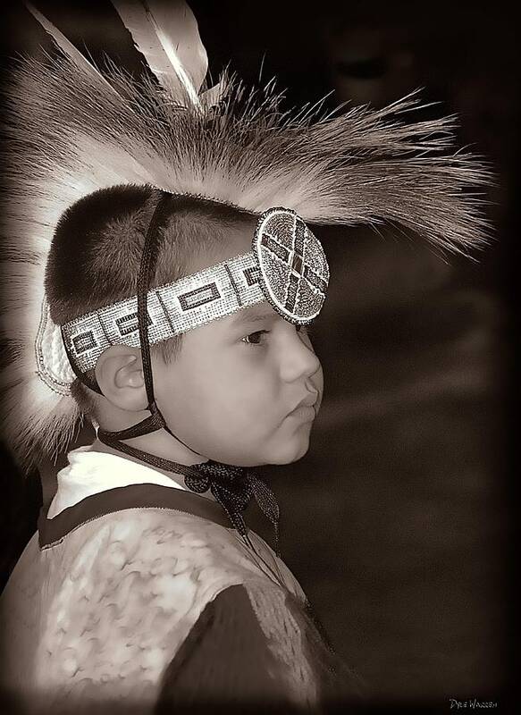 Native American Poster featuring the photograph Little Wacipi Dancer in Sepia by Dyle  Warren