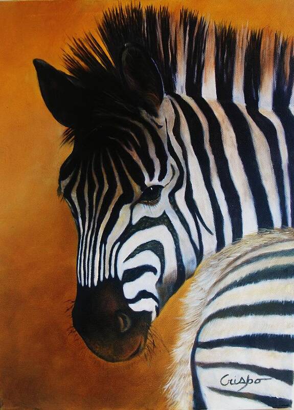 Zebra Poster featuring the painting Zebra by Jean Yves Crispo