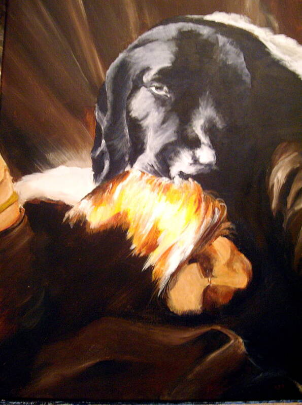 Newfoundland Dog Poster featuring the painting Zia The guardian by Ellen Canfield