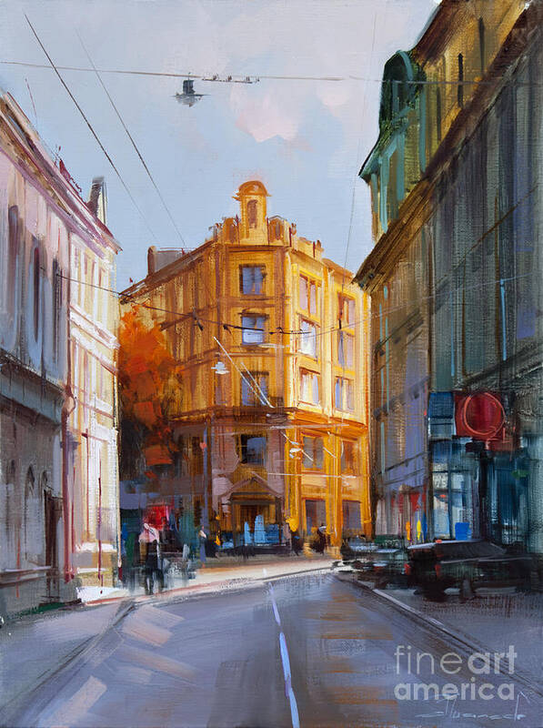 Old Moscow Skyline Poster featuring the painting Zlatoustinskiy alley. by Alexey Shalaev