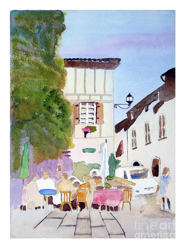 Streetscape Poster featuring the painting Street Cafe' by Godwin Cassar