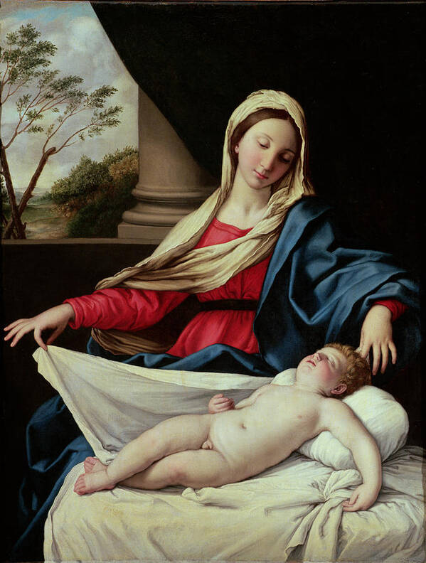 Madonna And Child (oil On Panel) By Il Sassoferrato (giovanni Battista Salvi) (1609-85) Mary Poster featuring the painting Madonna and Child by Il Sassoferrato