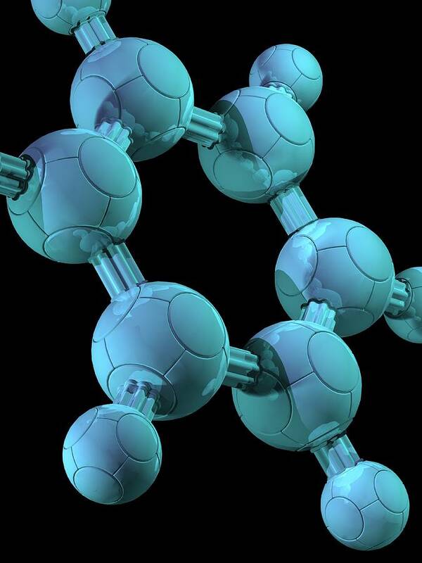 Square Poster featuring the digital art Benzene, Molecular Model #4 by Laguna Design