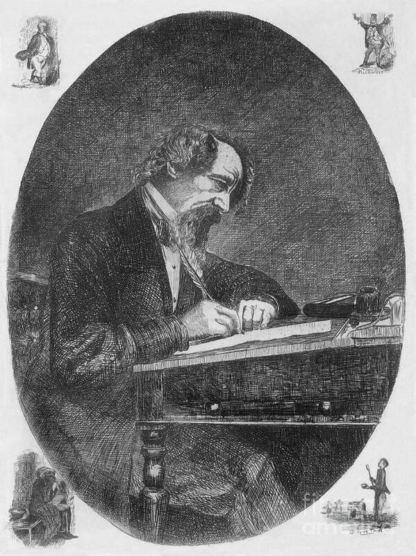 Illustration Poster featuring the photograph Charles Dickens, English Author #7 by Photo Researchers