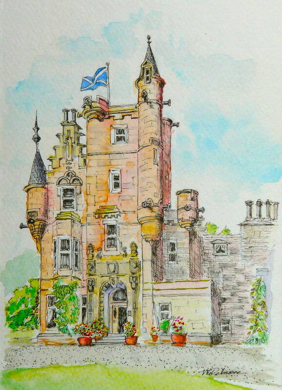 Scotland Poster featuring the painting Aigas House Scotland by Vic Delnore