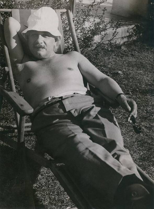 History Poster featuring the photograph Albert Einstein 1879-1955, Sunbathing by Everett