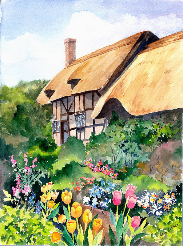 Anne Poster featuring the painting Anne Hathaway Cottage by Jean Walker White