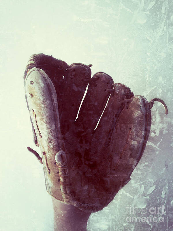 Baseball Glove Poster featuring the photograph Baseball Glove Vertical by Ruby Hummersmith
